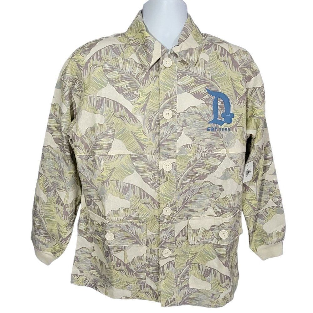 Disneyland Disney Spirit Jersey Men Small Floral Button Front Shirt SpellOut NEW - Picture 3 of 13